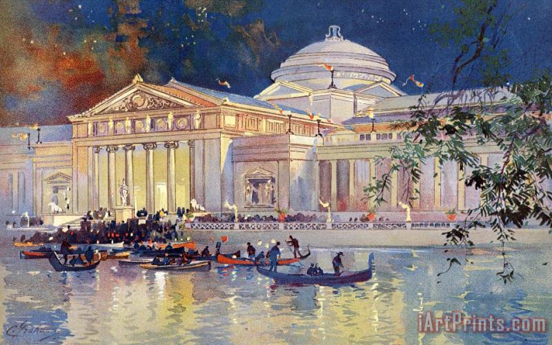 Charles Graham Art Palace at Night, From The World's Fair in Water Color Art Print