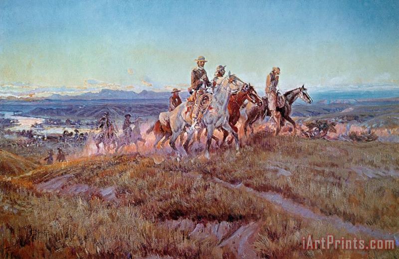 Riders of the Open Range painting - Charles Marion Russell Riders of the Open Range Art Print
