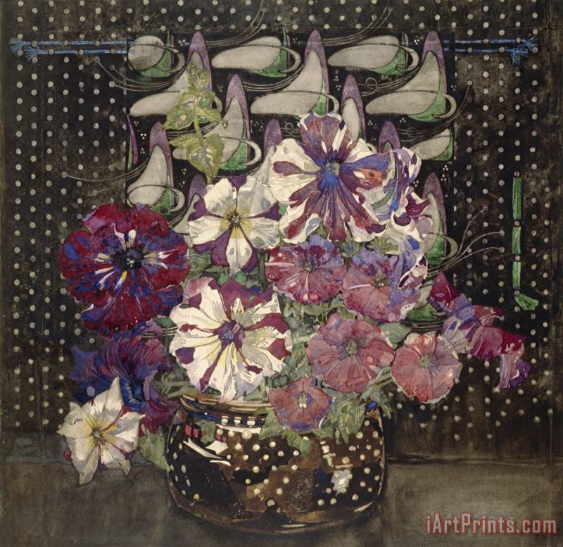 Petunias painting - Charles Rennie Mackintosh Petunias Art Print