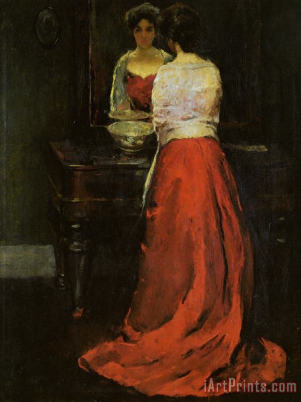 Charles Webster Hawthorne Lady in Red Art Print