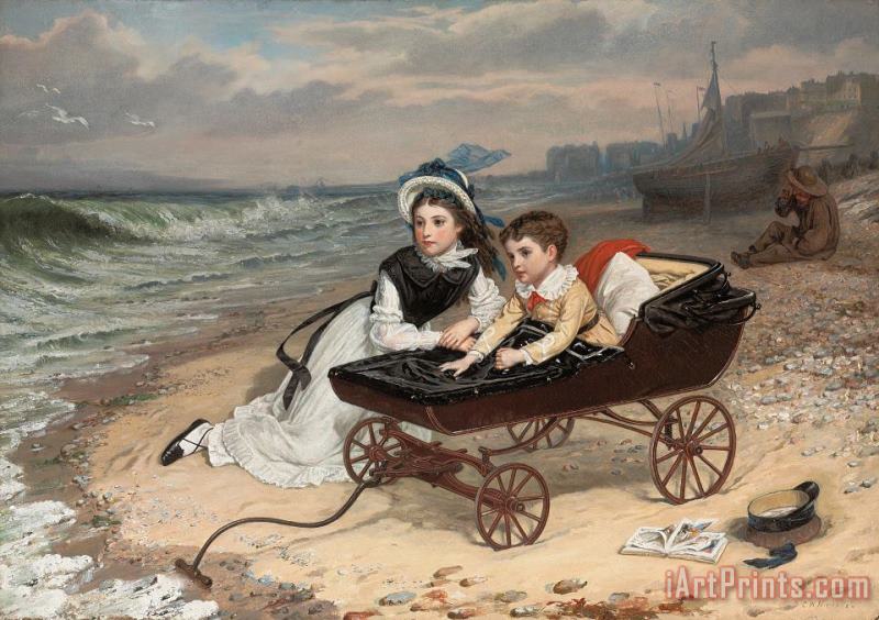 What Are The Wild Waves Saying? painting - Charles Wynne Nicholls What Are The Wild Waves Saying? Art Print