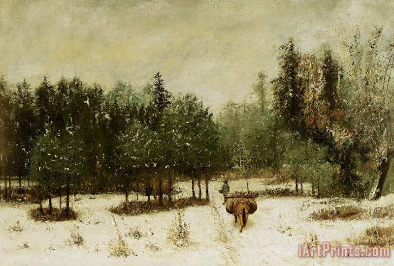 Cherubino Pata Entrance to the Forest in Winter Art Painting