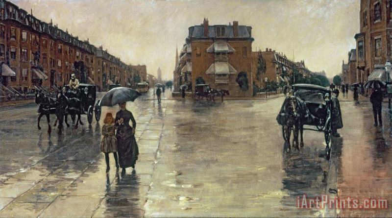 A Rainy Day in Boston painting - Childe Hassam A Rainy Day in Boston Art Print