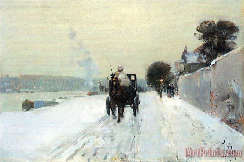 Along The Seine painting - Childe Hassam Along The Seine Art Print