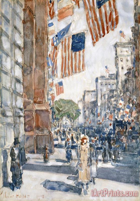 Flags, Fifth Avenue painting - Childe Hassam Flags, Fifth Avenue Art Print