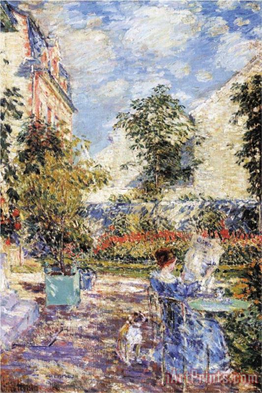 In a French Garden painting - Childe Hassam In a French Garden Art Print