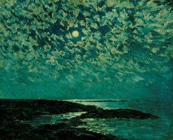 Childe Hassam Moonlight painting