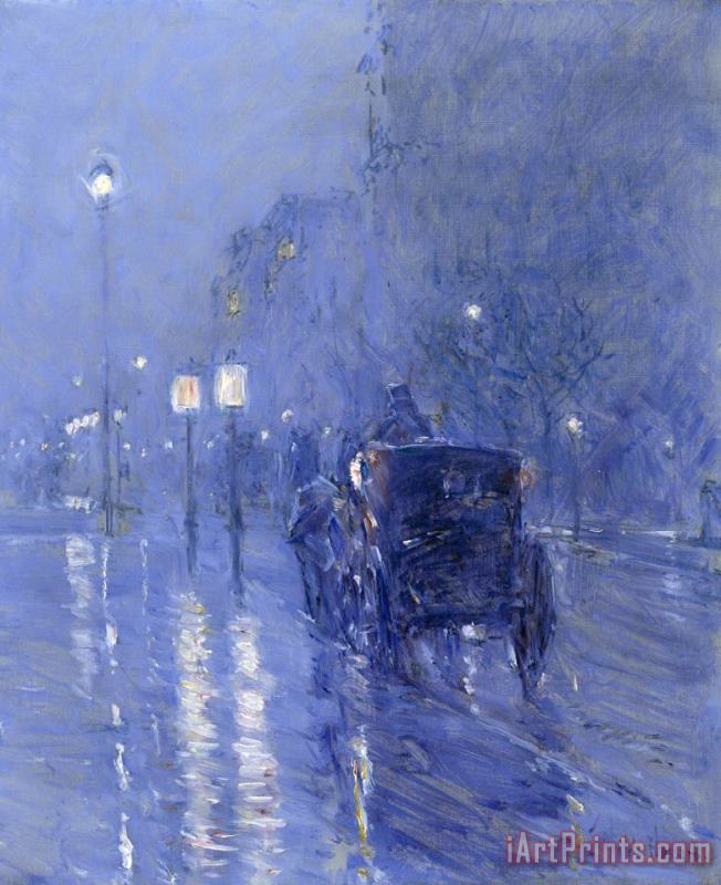 Rainy Midnight painting - Childe Hassam Rainy Midnight Art Print