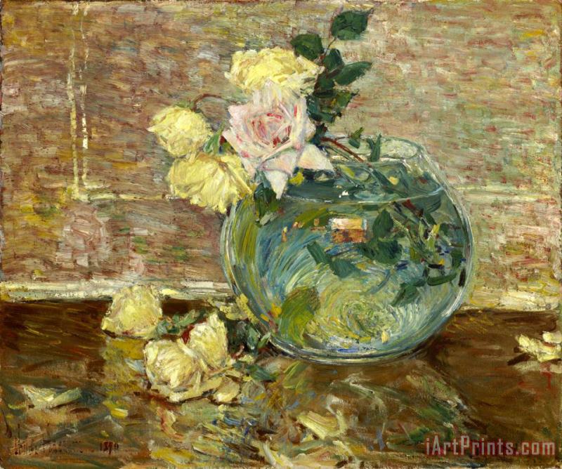 Childe Hassam Roses in a Vase Art Print