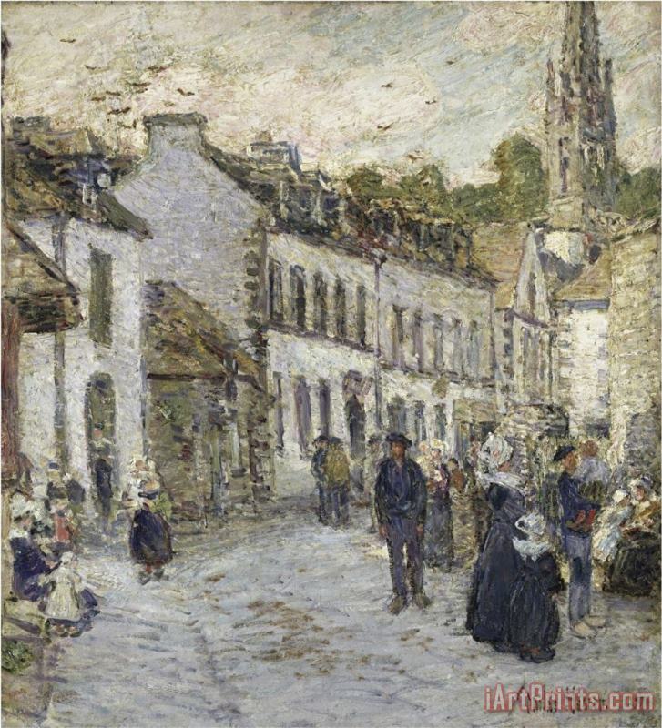 Street in Pont Aven in Evening painting - Childe Hassam Street in Pont Aven in Evening Art Print