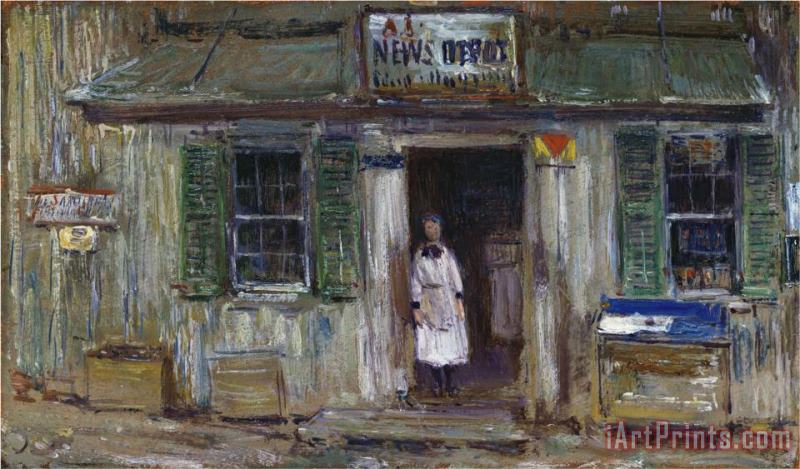 Childe Hassam The News Depot Cos Cob Connecticut 1912 Art Painting
