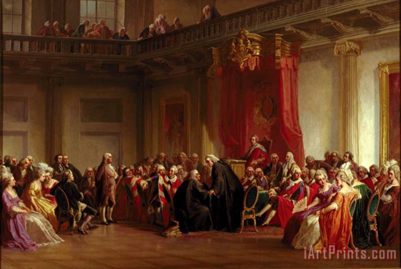 Benjamin Franklin Appearing before the Privy Council painting - Christian Schussele Benjamin Franklin Appearing before the Privy Council Art Print