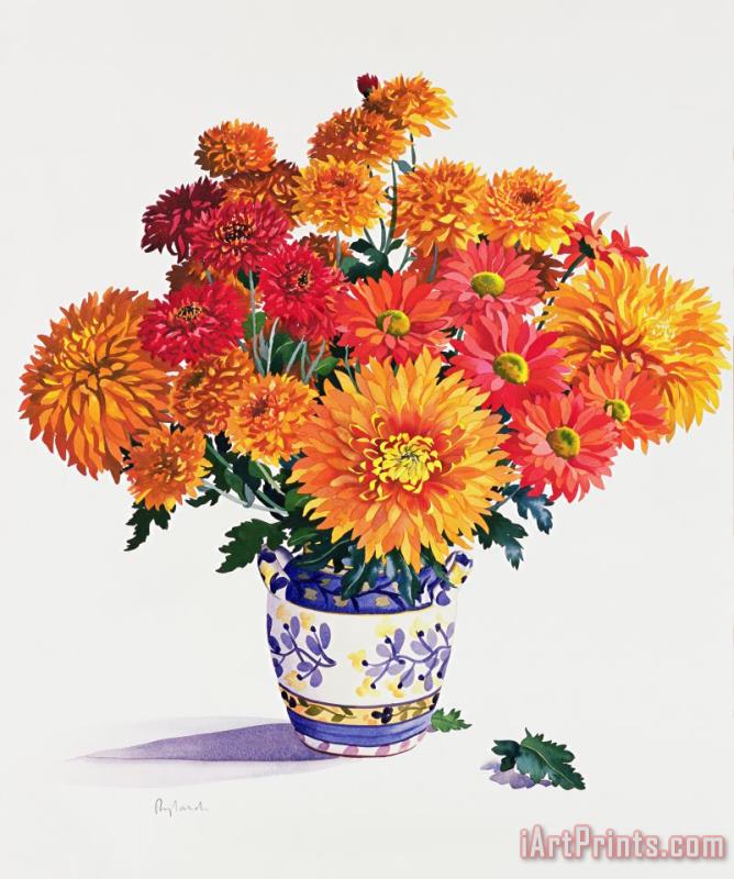 October Chrysanthemums painting - Christopher Ryland October Chrysanthemums Art Print