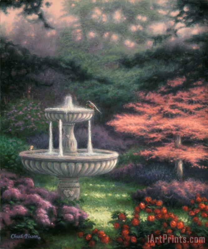 Fountain painting - Chuck Pinson Fountain Art Print