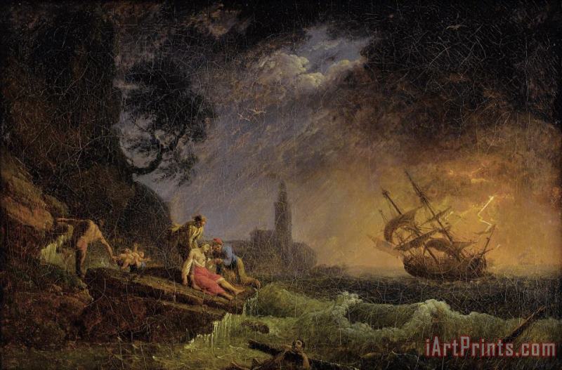Claude Joseph Vernet Shipwreck on Stormy Sea Art Painting
