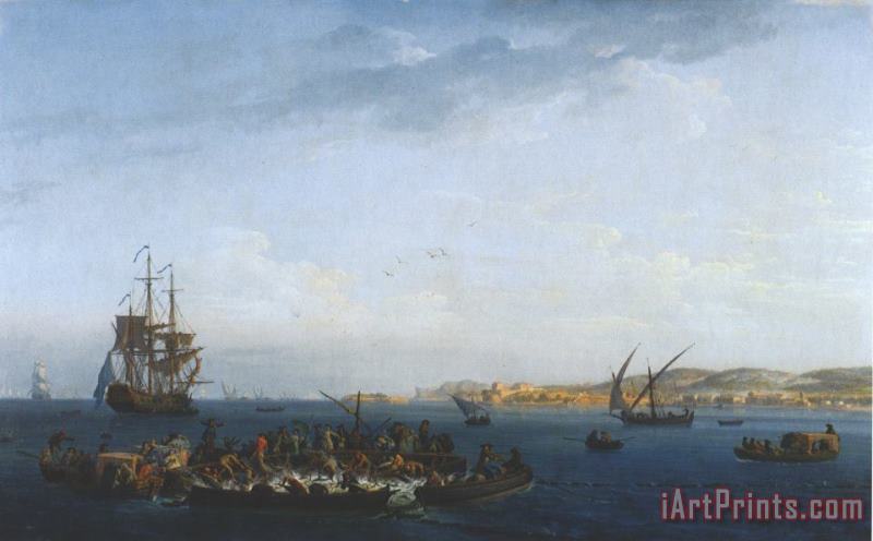 View of The Gulf of Bandol Fishing for Tuna painting - Claude Joseph Vernet View of The Gulf of Bandol Fishing for Tuna Art Print