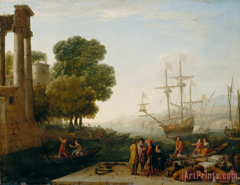 A Seaport at Sunset painting - Claude Lorrain A Seaport at Sunset Art Print