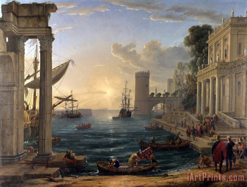 Claude Lorrain Seaport with The Embarkation of The Queen of Sheba Art Painting