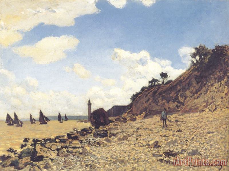 Claude Monet Beach at Honlfeux Art Print