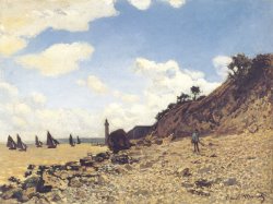 Claude Monet Beach at Honlfeux painting