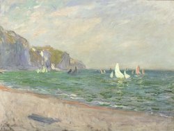 Claude Monet Boats below the Cliffs at Pourville painting