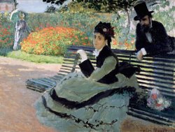 Claude Monet Madame Monet on a Garden Bench painting