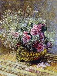 Claude Monet Roses in a Copper Vase painting