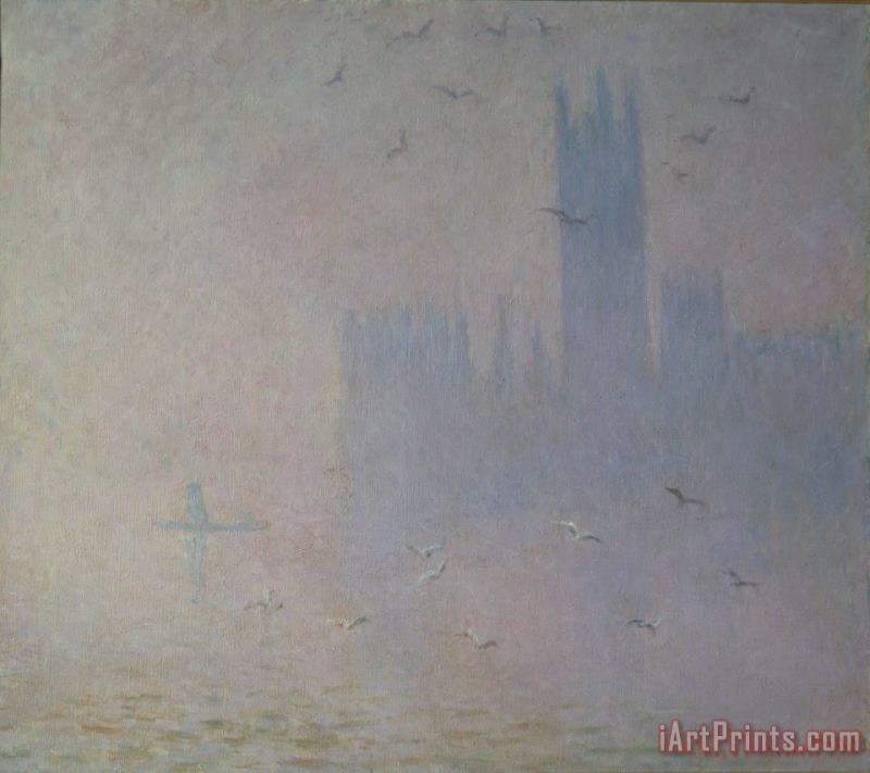 Claude Monet Seagulls over the Houses of Parliament Art Print