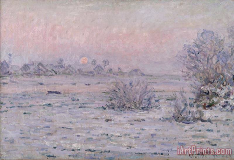 Claude Monet Snowy Landscape at Twilight Art Painting