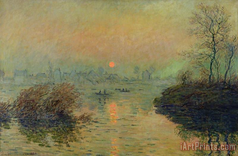 Sun Setting over the Seine at Lavacourt painting - Claude Monet Sun Setting over the Seine at Lavacourt Art Print