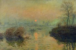 Claude Monet Sun Setting over the Seine at Lavacourt painting