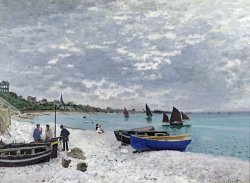 Claude Monet The Beach at Sainte Adresse painting