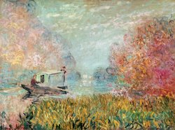Claude Monet The Boat Studio on the Seine painting