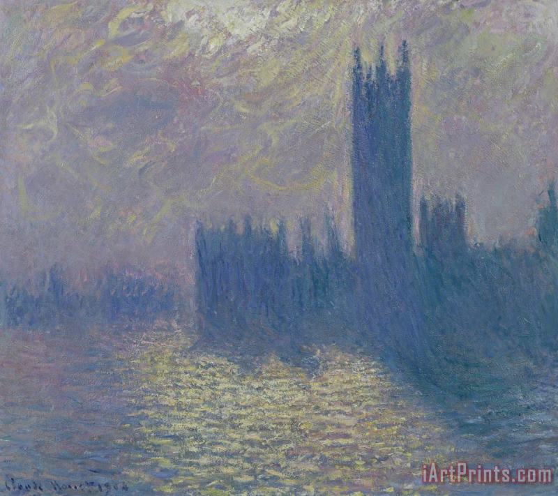 Claude Monet The Houses of Parliament Stormy Sky Art Painting