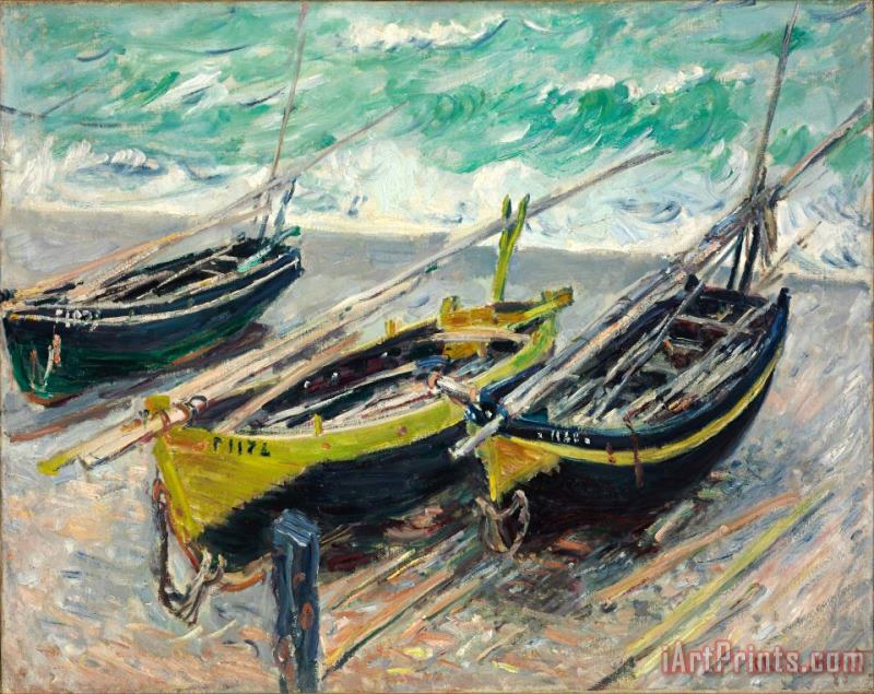 Claude Monet Three Fishing Boats Art Painting