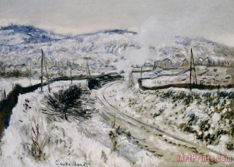 Claude Monet Train In The Snow At Argenteuil Art Painting