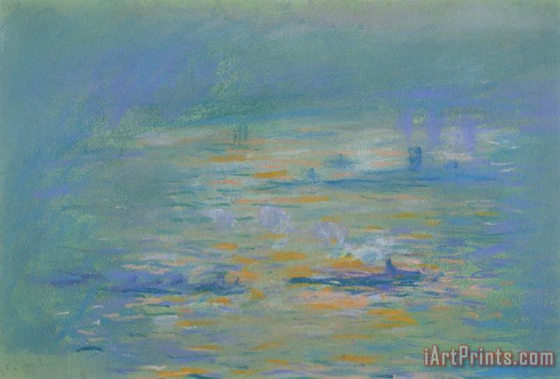Tugboats On The River Thames painting - Claude Monet Tugboats On The River Thames Art Print