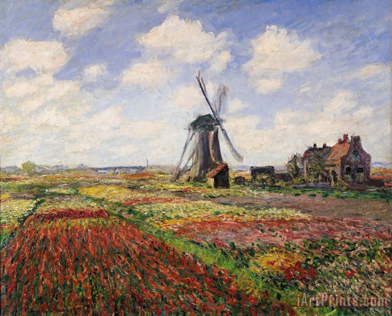 Claude Monet Tulip Fields with the Rijnsburg Windmill Art Painting