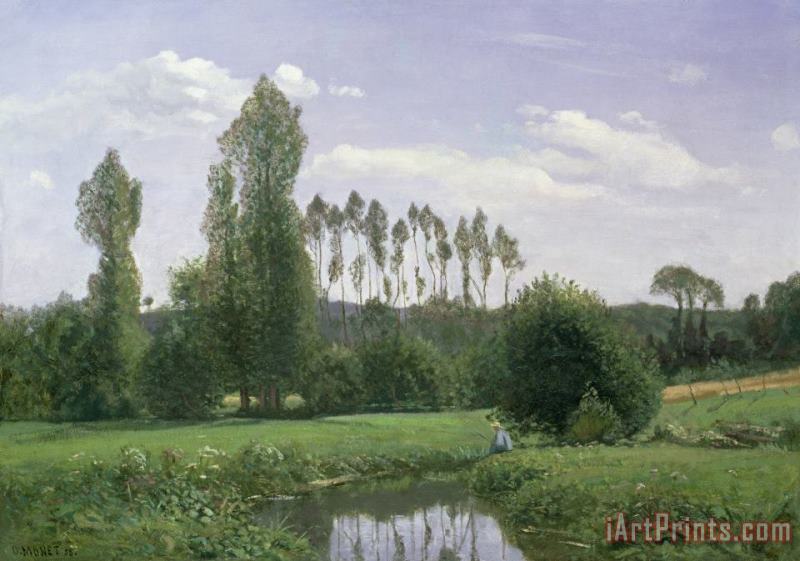 Claude Monet View at Rouelles Art Print