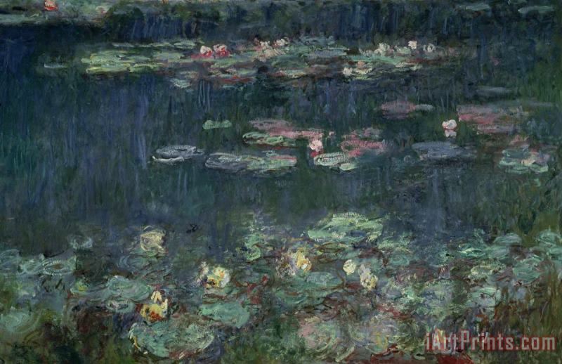 Waterlilies Green Reflections painting - Claude Monet Waterlilies Green Reflections Art Print