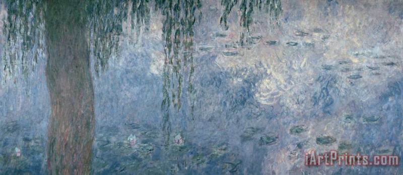 Claude Monet Waterlilies Morning With Weeping Willows Art Print