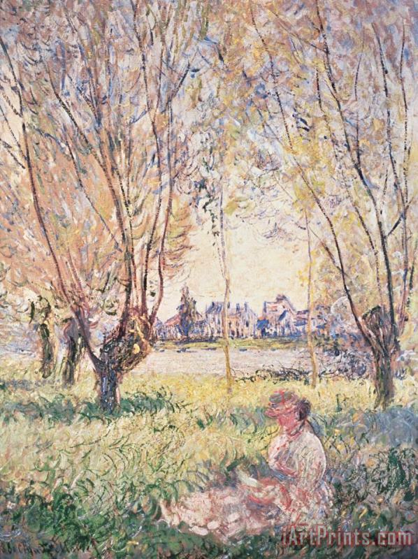 Claude Monet Woman Seated Under The Willows Art Painting