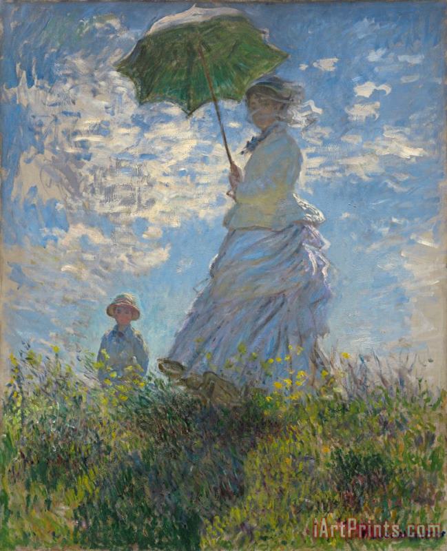 Woman With A Parasol Madame Monet And Her Son painting - Claude Monet Woman With A Parasol Madame Monet And Her Son Art Print