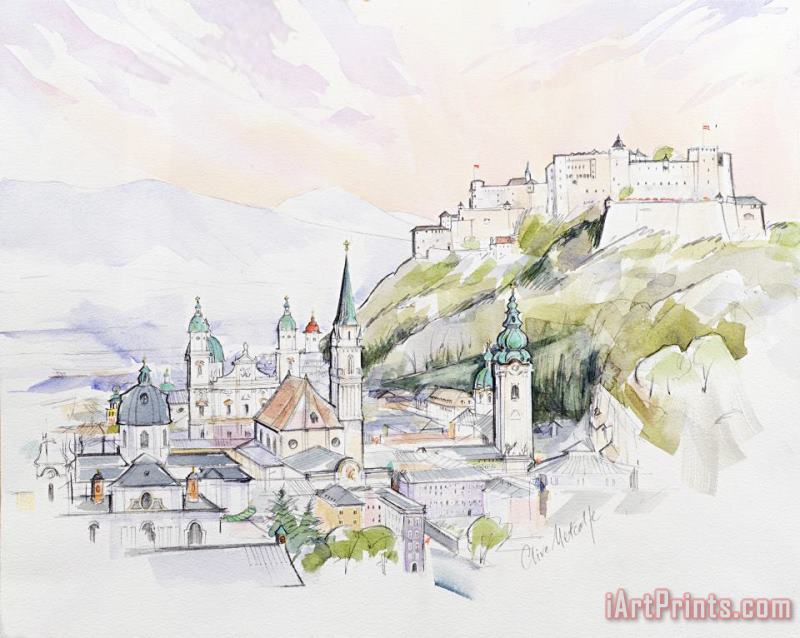 Salzburg Sunrise painting - Clive Metcalfe Salzburg Sunrise Art Print