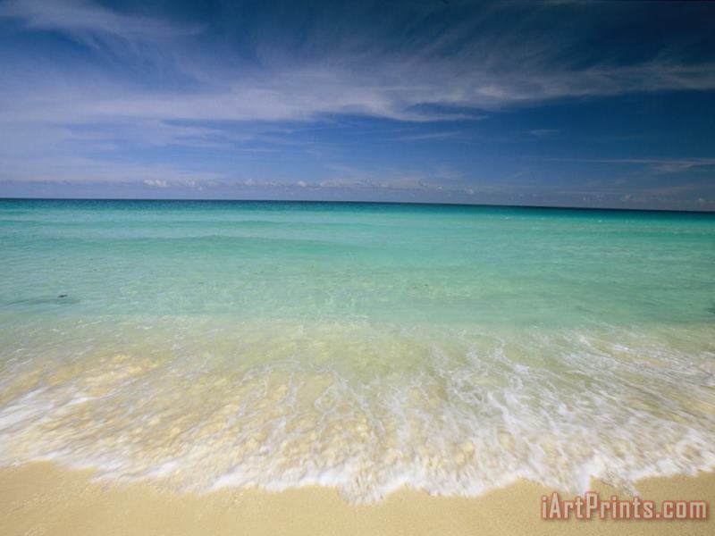Collection Clear Blue Water And Wispy Clouds Along The Beach at Cancun Art Painting
