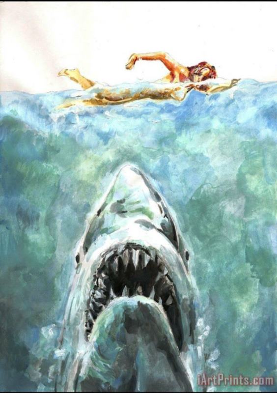Jaws painting - Collection Jaws Art Print
