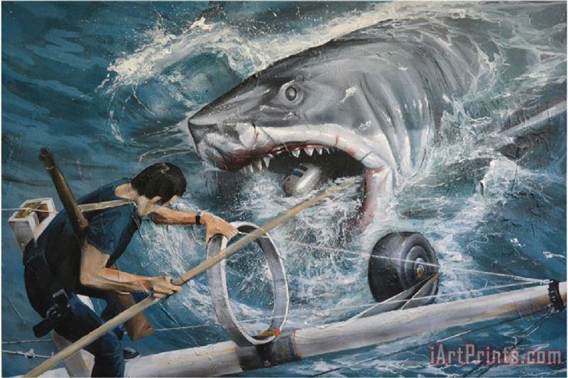 Jaws B painting - Collection Jaws B Art Print