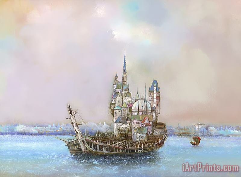 Le Radeau De Lutece by Bernard Louedin painting - Collection Le Radeau De Lutece by Bernard Louedin Art Print Le Radeau De Lutece by Bernard Louedin painting - Collection Le Radeau De Lutece by Bernard Louedin Art Print