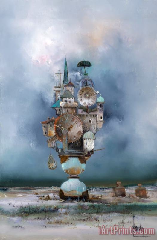 Le Village Temporel by Bernard Louedin painting - Collection Le Village Temporel by Bernard Louedin Art Print Le Village Temporel by Bernard Louedin painting - Collection Le Village Temporel by Bernard Louedin Art Print