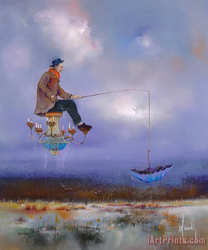 L鈥檋omme Au Paraplui by Bernard Louedin painting - Collection L鈥檋omme Au Paraplui by Bernard Louedin Art Print